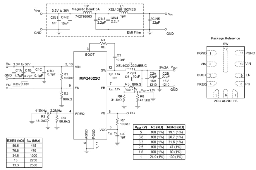 Schematic - Monolithic Power Systems (MPS) EVQ4322C-D-00A Evaluation Board